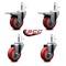 Service Caster 3.5'' Red Poly Wheel Swivel 7/16'' Stem Caster Set 2 Total Lock Brake, 4PK SCC-GRTTL20S3514-PPUB-RED-716138-2S2 - alternate 5